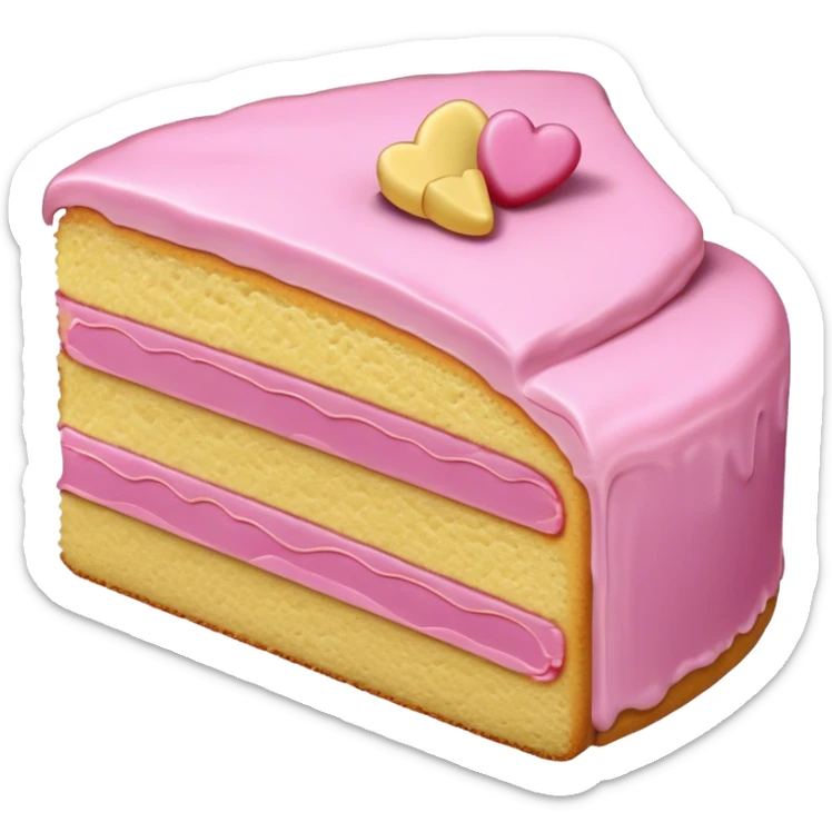 sweet simple slice of sponge cake with pink frosting on the outside sticker