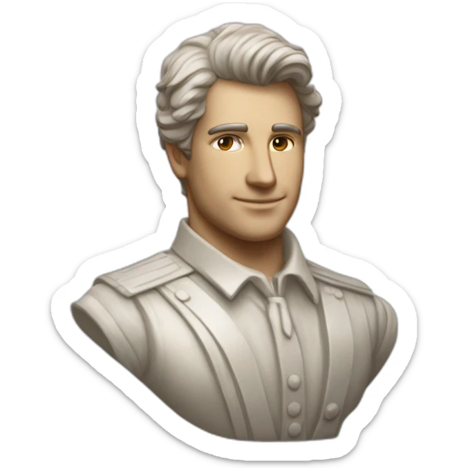 Grande estátua de um Homem branco romano sem roupa. Há destaque para sua v-line na cintura e seu bico do peito enorme. sticker