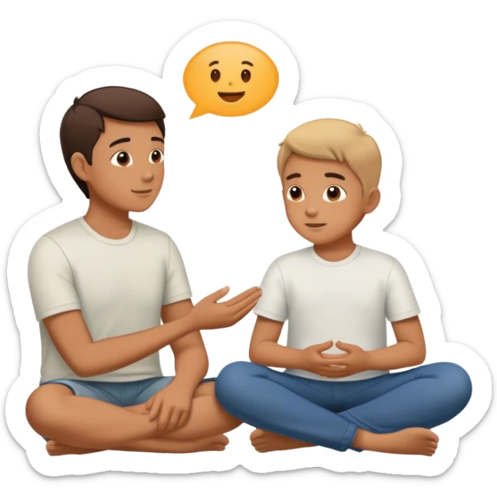 A parent and son sitting together, talking—the parent is actively listening, while the child feels safe and comfortable opening up. No judgment, no lectures—just genuine connection. sticker