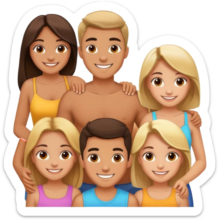 Group of 6 friends, 3 guys and 3 girls sticker