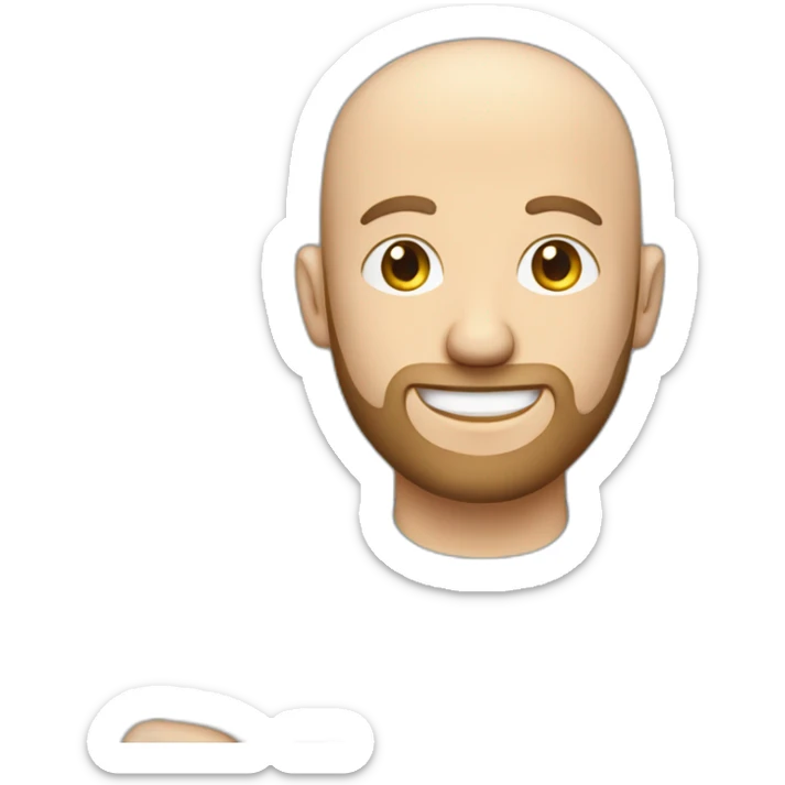 caucasian male with small beard and almost bald smart casual blue shirt holding papers full profile sticker