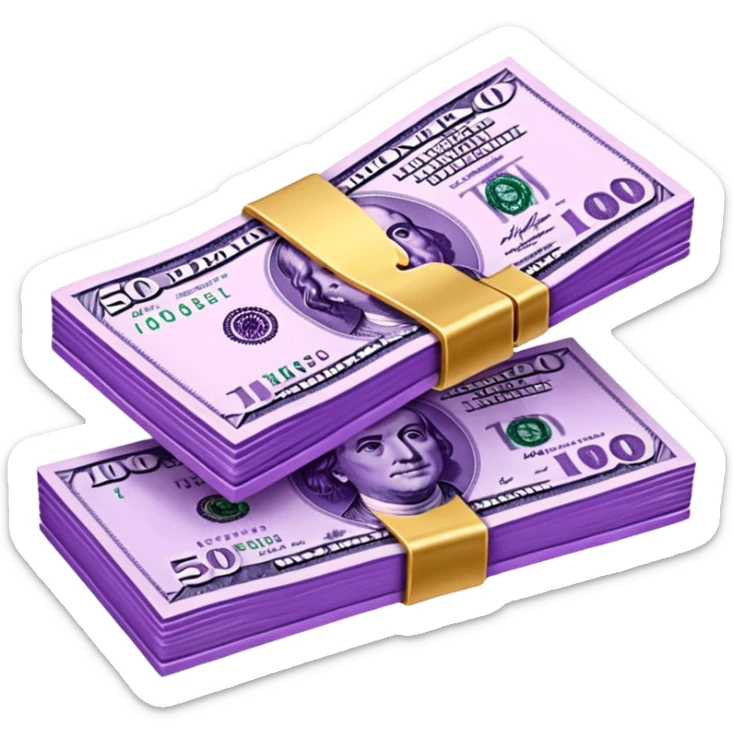 billetes en 3d morados animados en png sticker