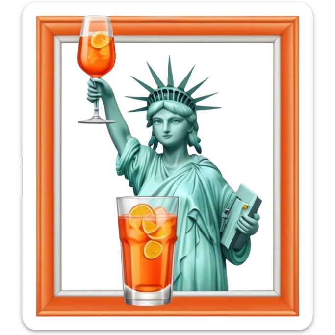 REPLACE THE TORCH OF THE STATUE OF LIBERTY FOR A GLASS OF APEROL SPRITZ sticker