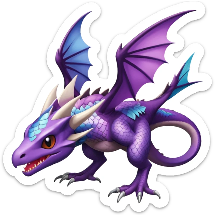 Shiny Cool Exotic Majestic Adorable Aerodactyl-Noivern-Hybrid-Creature with pattern-markings sticker