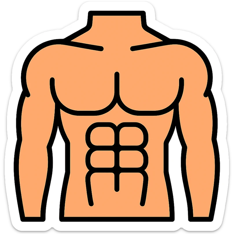 male torso point of view, lineal color icon with black outlines sticker