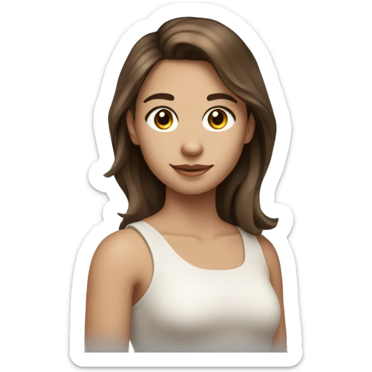 19 year old teen with brown hair that reaches shoulders but whiter skin tone sticker