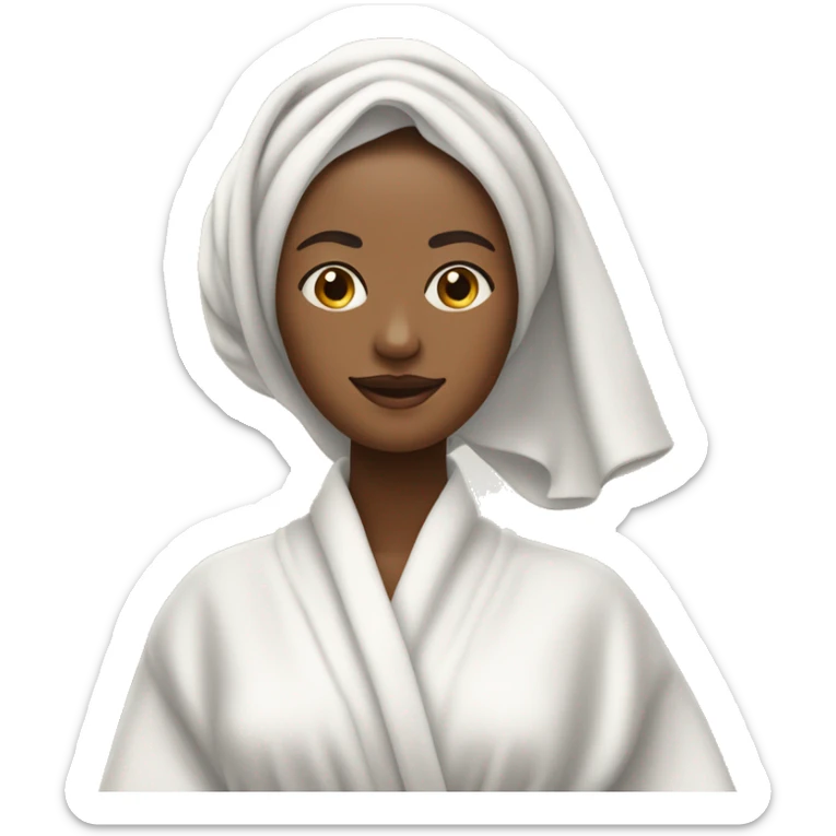 skin care on a woman’s face and she has a towel on her head and a robe on  sticker