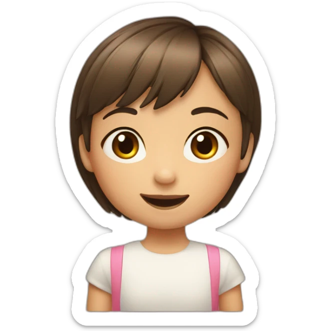 Filipino child girl young with short brown hair fringe slim lost on front tooth 4 years old sticker