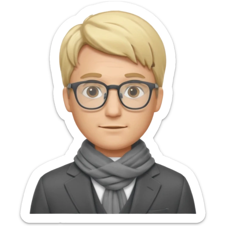 gray scarf male blond hair with suit glasses sticker