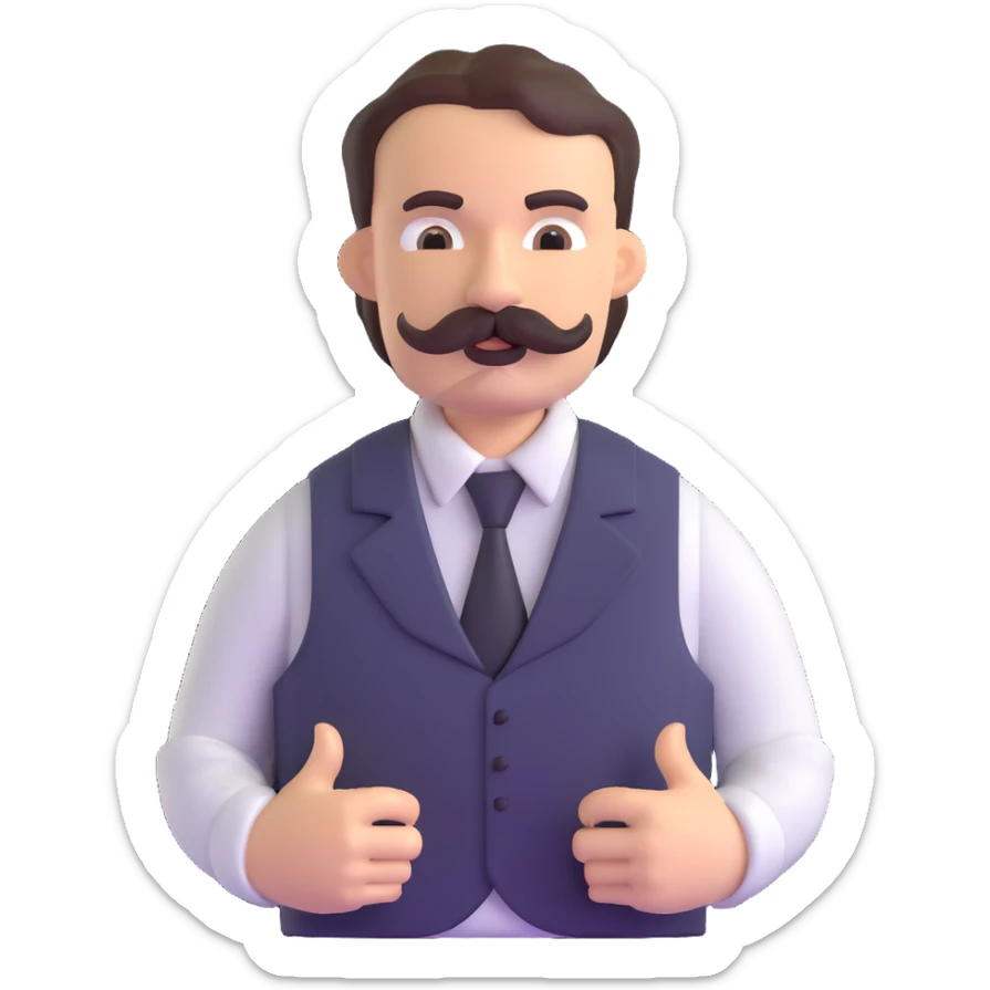 The neighbor character from Hello Neighbor game with mustache and vest sticker