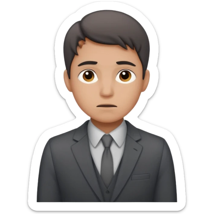 a liittle tired and frustrated entepreneur (only his face). with suit and only a little bit emotional face. young entepreneurs with various suits, but in classic colours. sticker
