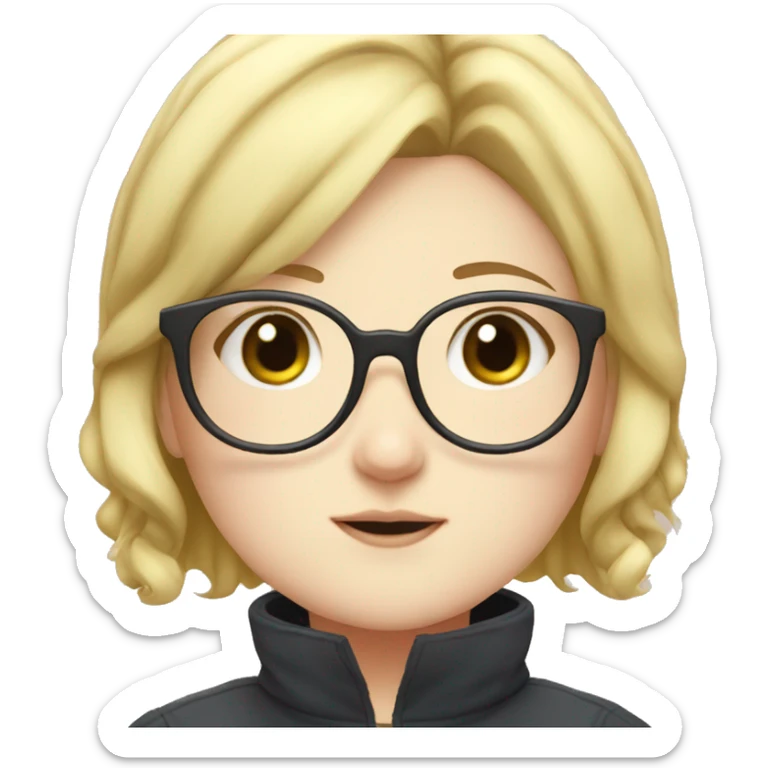 Chubby anime girl with glasses and short blonde hair sticker
