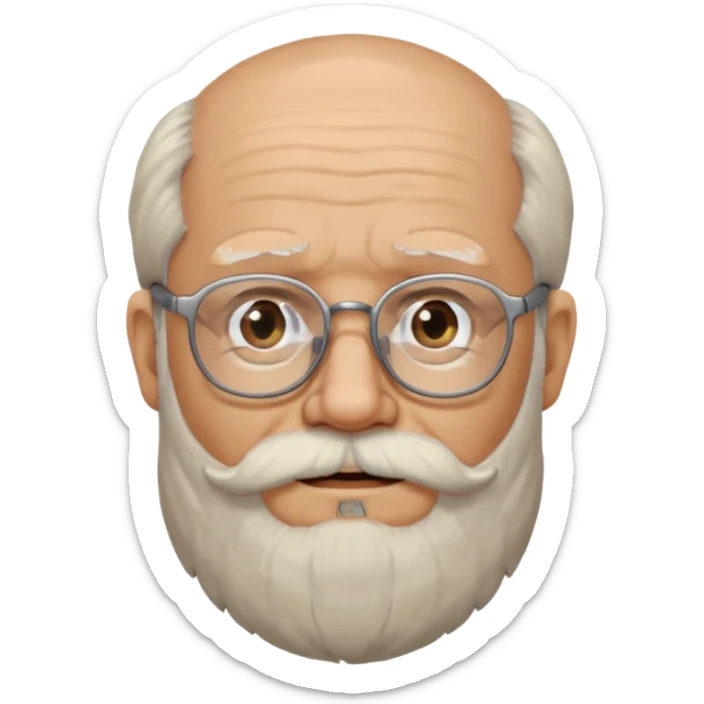  portrait of old man with big, scruffy beard wearing glasses sticker