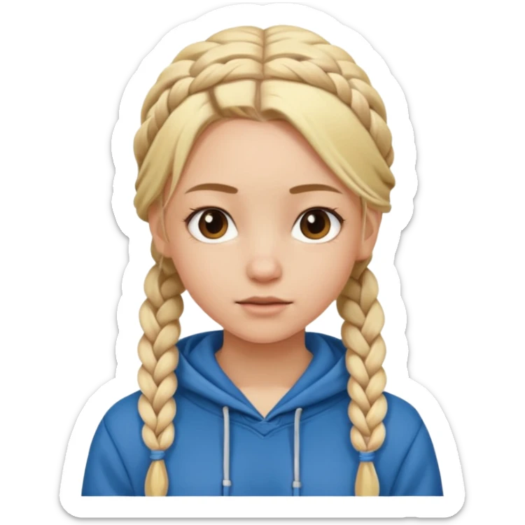 hoodie which cover her hair blonde girl with braided hair sticker