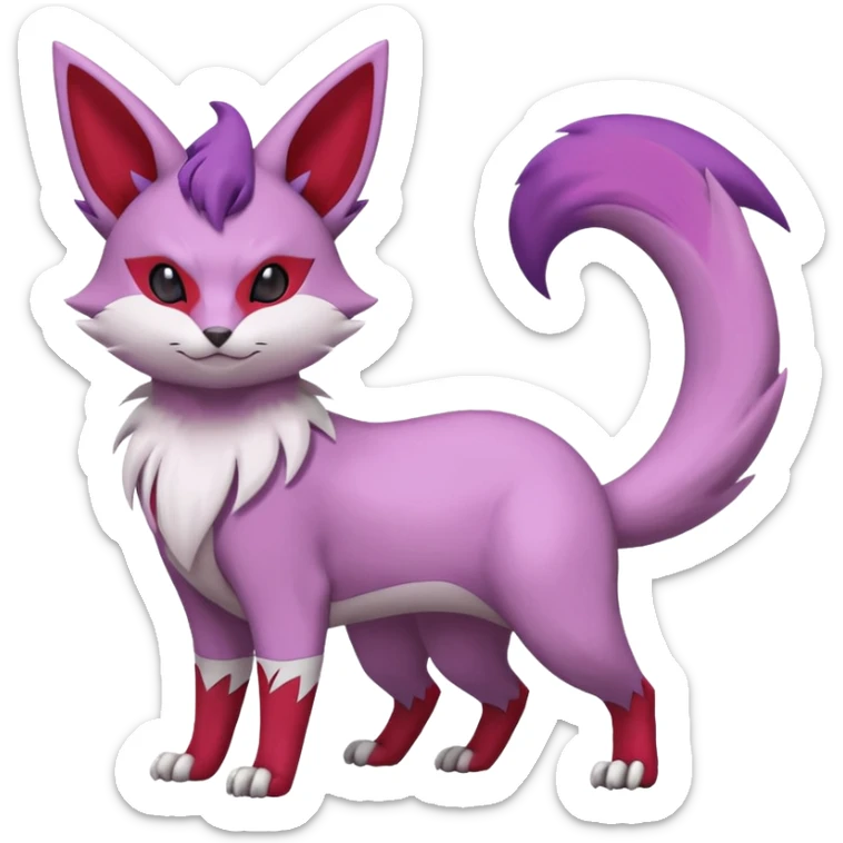 Zangoose-Rattata-Skitty-Espeon-Purrloin-Fakemon-hybrid-creature (full body) sticker
