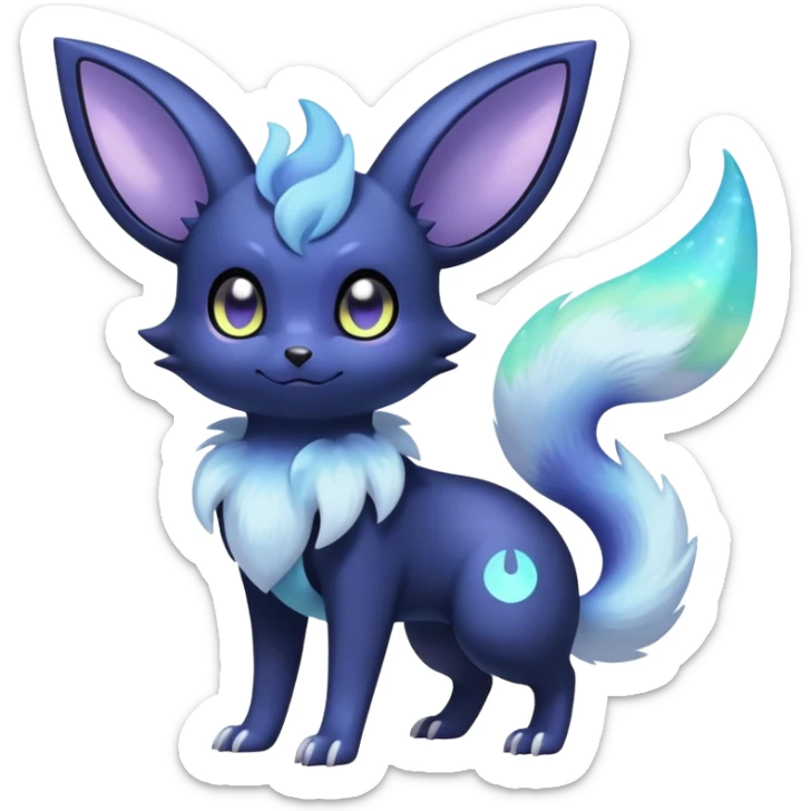 Shiny pastel Nebulae Noibat-Meowstic-Umbreon-Fakémon-hybrid-creature (full body)  sticker