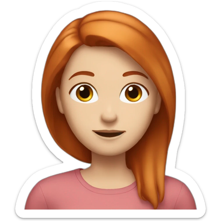 redhead white woman with medium long straight hair, saying evetything is ok sticker