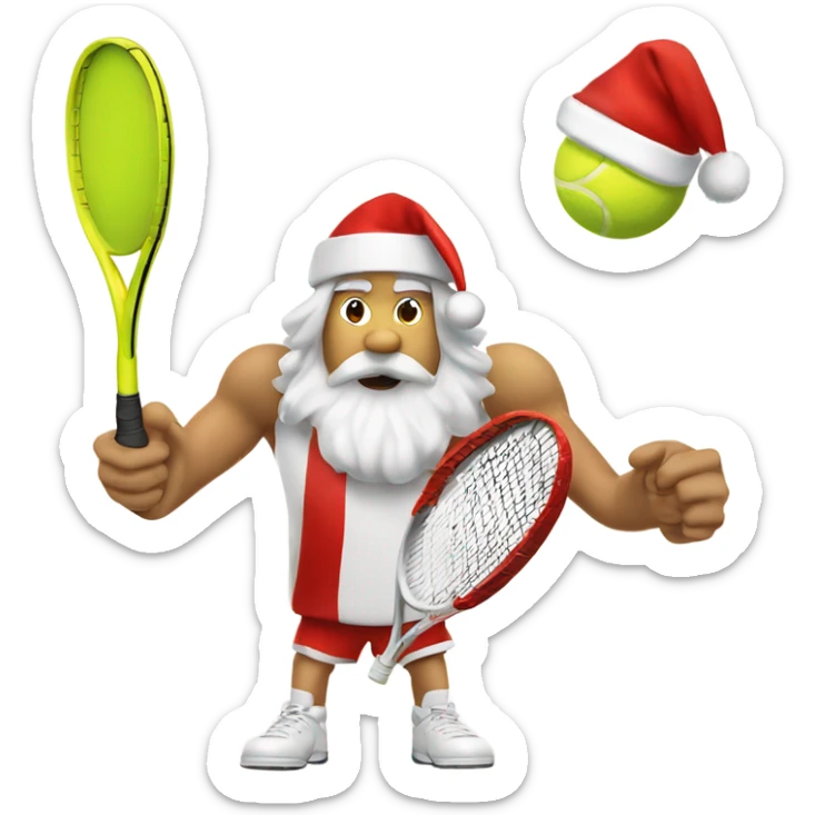 Tennis player playing tennis right handed wearing Santa hat Caucasian sticker