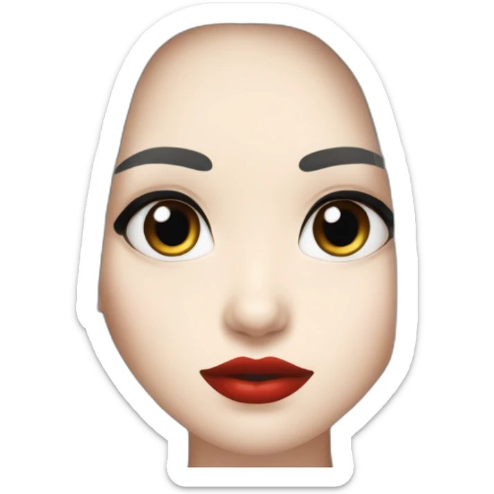 Beautiful young woman,Black hair,long hair,White skin,oval face,big eyes,Blackeyes,Redlips,Chinese sticker