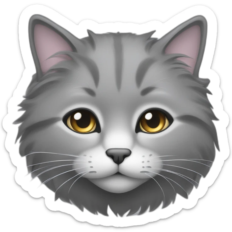 A fluffy gray cat curled up in the center of the bed The cat's eyes are closed and it is sleeping peacefully The cat's fur is soft and luxurious sticker