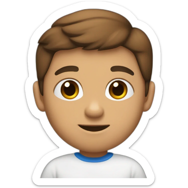 Niño con ojos de color azules, color castaño, piel blanca, barba de color marron. sticker