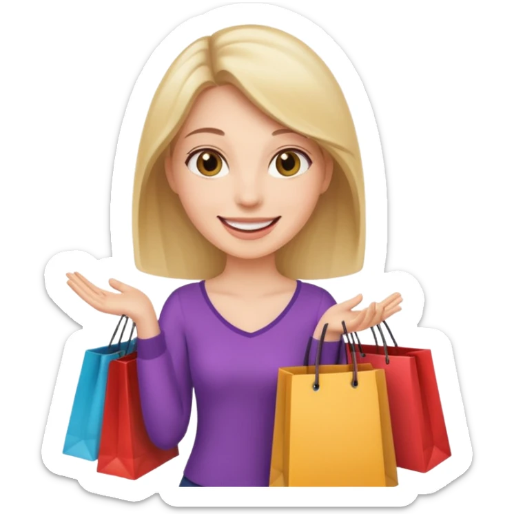 woman buying clothes in a store, shopping vibe sticker