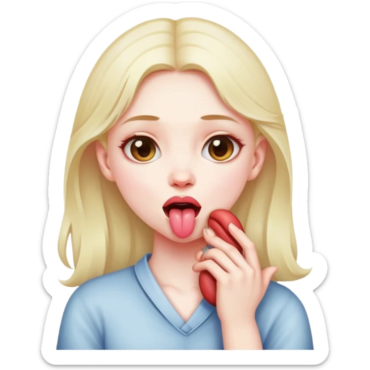 Girl holding neck crossed with tongue out sticker