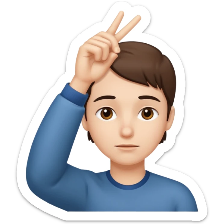 emoji of a hand pointing at the forehead area on a human face, simple cartoon style sticker