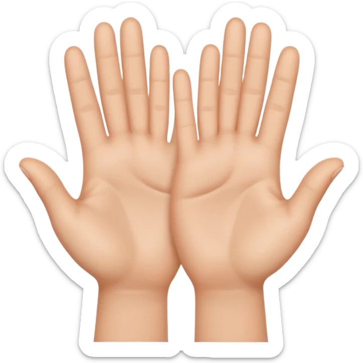 Emoji icon of open hands facing up, soft realistic skin texture, smooth shading, minimal details, centered composition sticker