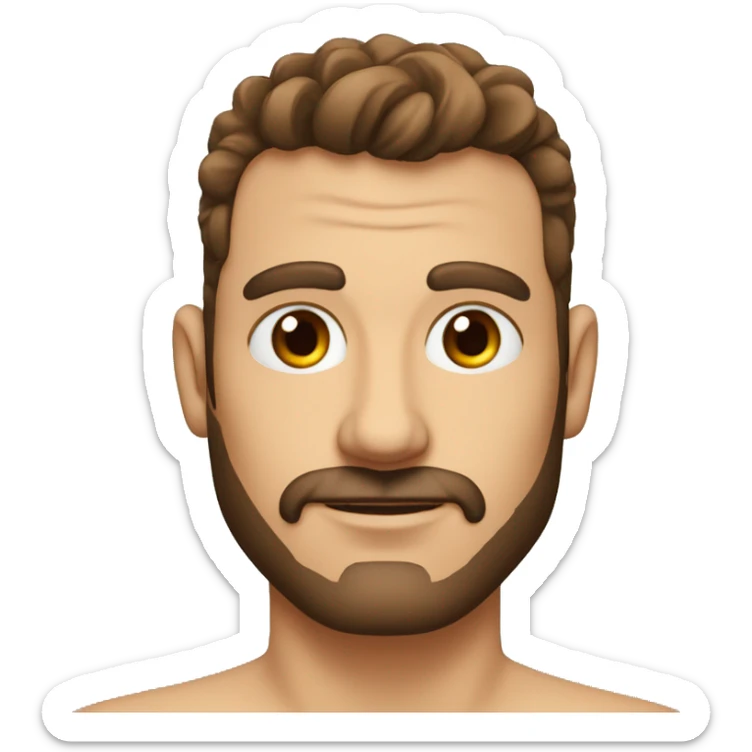 Hombre de 30 años ojos azulez cabello castaño, tiene tatuajes en un brazo sticker