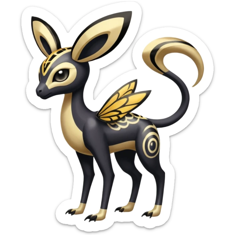  Egyptian Smooth Soft Glossy Tribal Exotic Colorful Tropical Meloetta-Venom-Heliolisk-Helioptile-Monster-Animal-Pokémon-Fakémon-fusion, full body, tribal markings  sticker