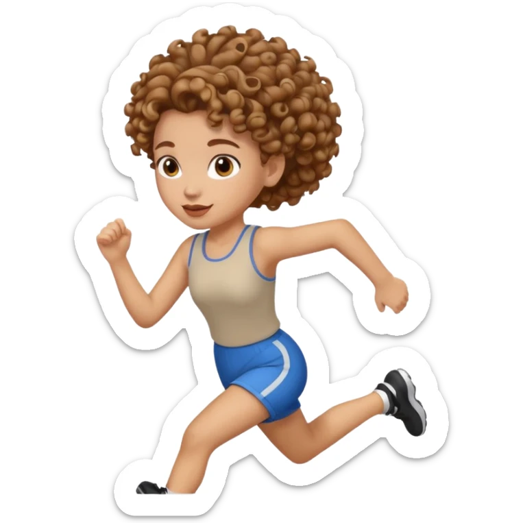  curly 
updo hair brown hair girl running sticker