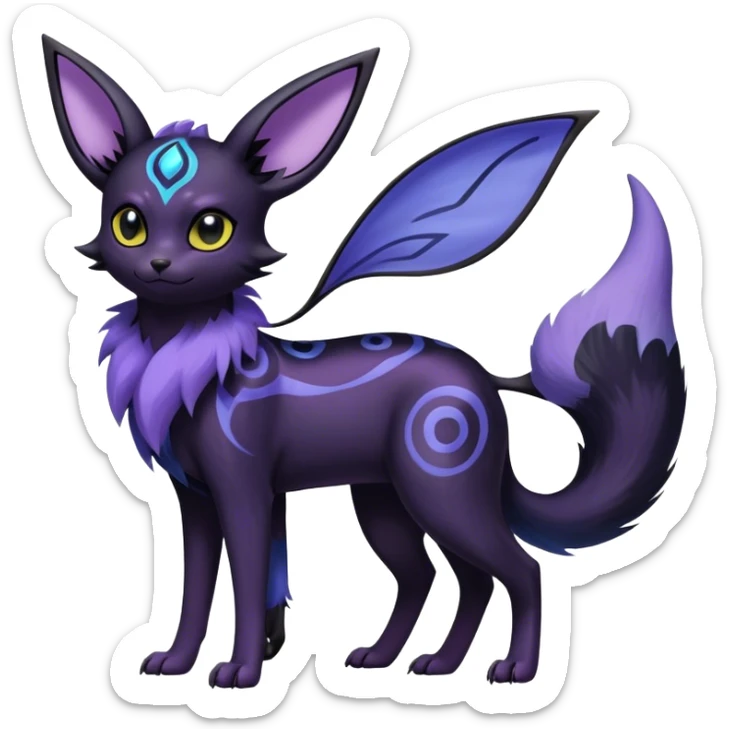 Noibat-Umbreon-Espeon-hybrid, full body, intricate markings sticker