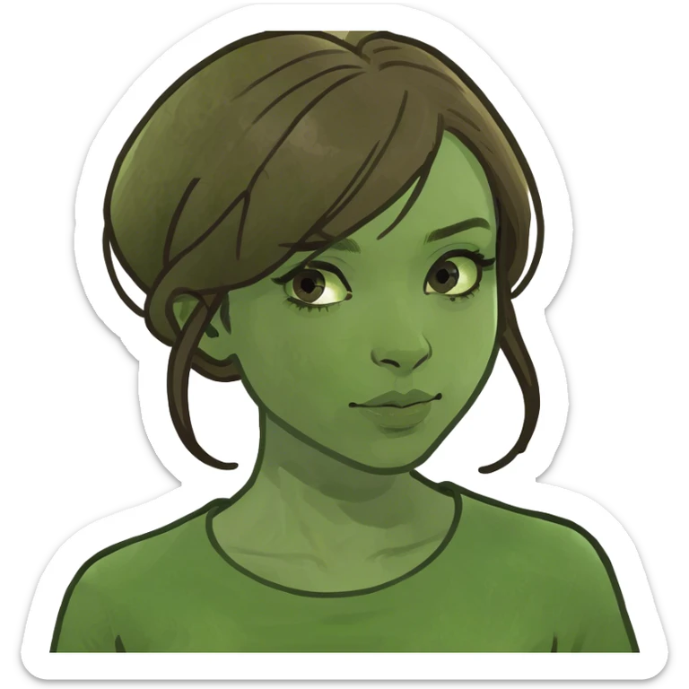 Ein Mädchen mit braunen Haaren und braunen Augen und schminke  sticker