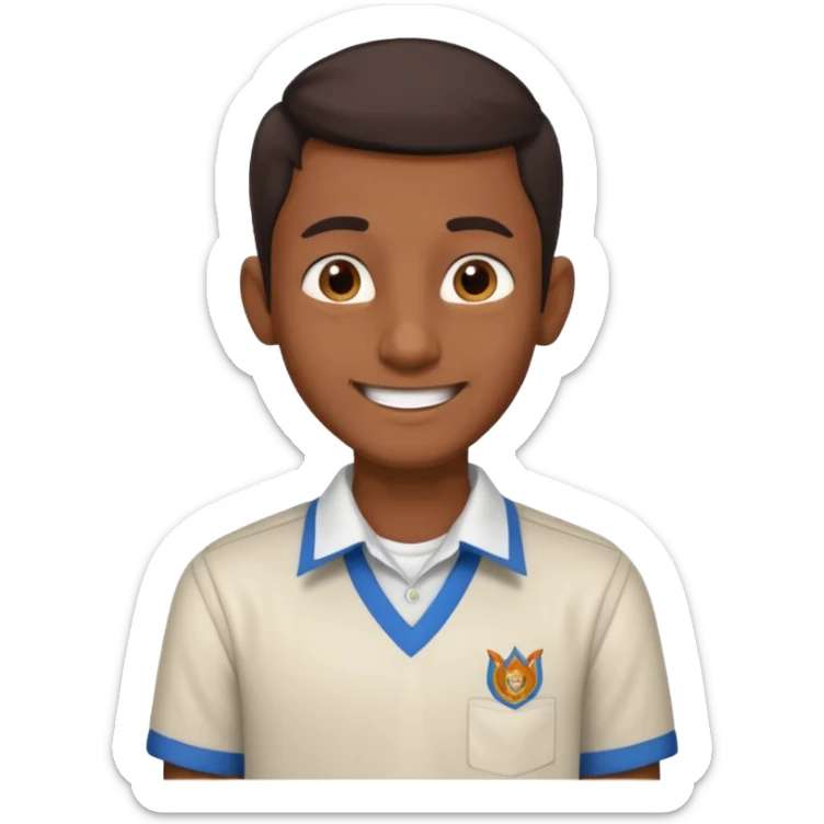 a skinny guy thats Indian and a tall aswell and has a school shirt on and a bit more dark skin sticker