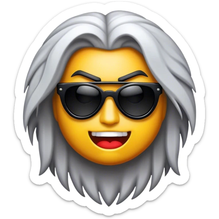 Cinematic Realistic Rock 'n' Roll Pop Culture Emoji, depicted with a dynamic portrayal of the rebellious spirit of rock music rendered with bold textures and vibrant, edgy lighting. sticker