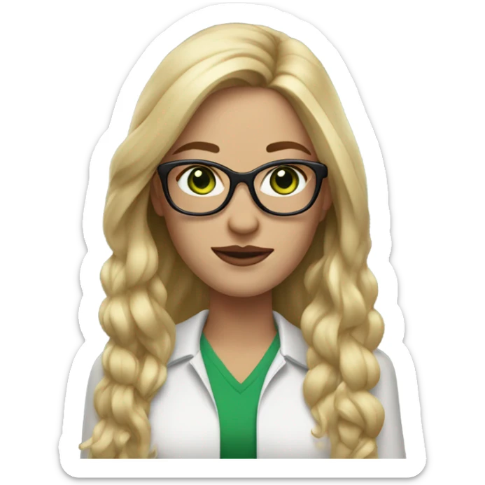 Realistic woman with blonde hair green eyes and glasses  sticker