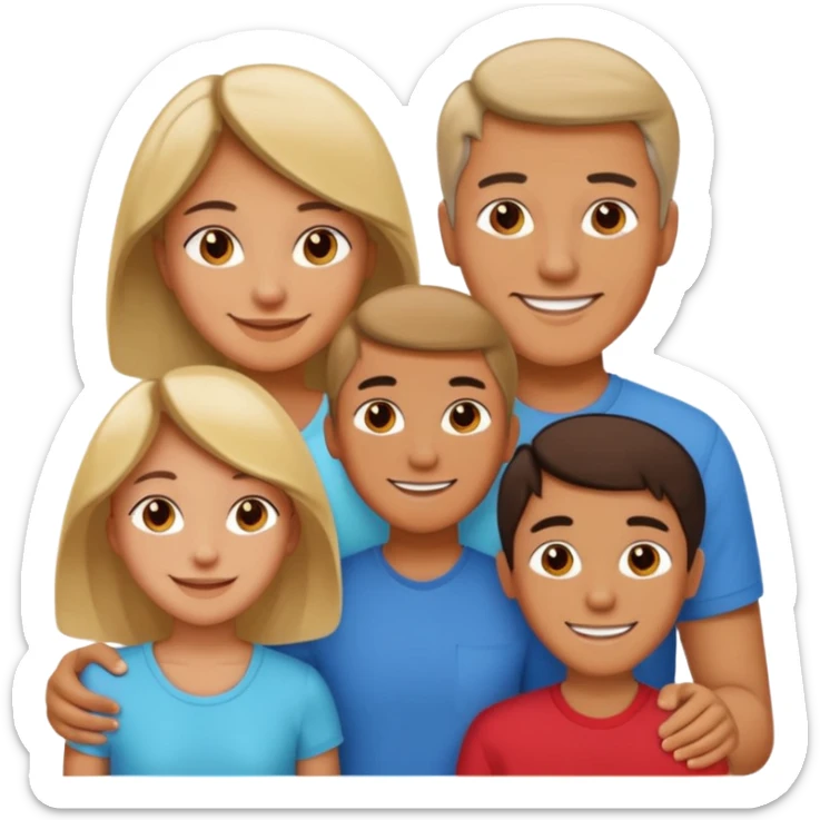 A family emoji set: an adult man and an adult woman as parents, and one teenager (16 years old) sticker