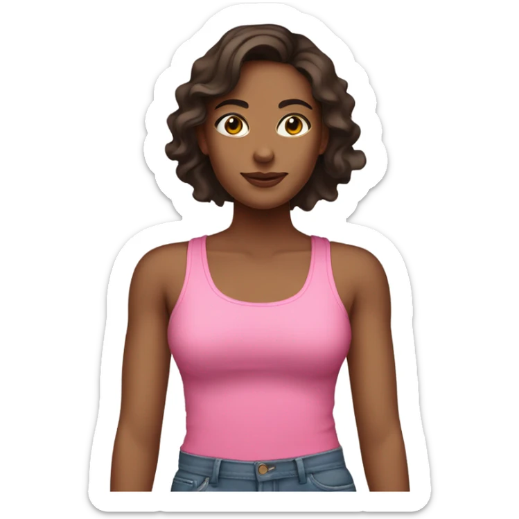 brunette brownskin woman in a pink tank top sticker