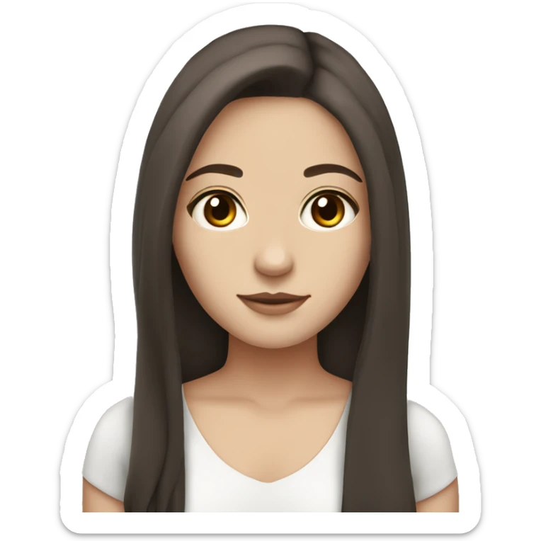Pretty White skin girl with long dark brown hair and brown eyes sticker