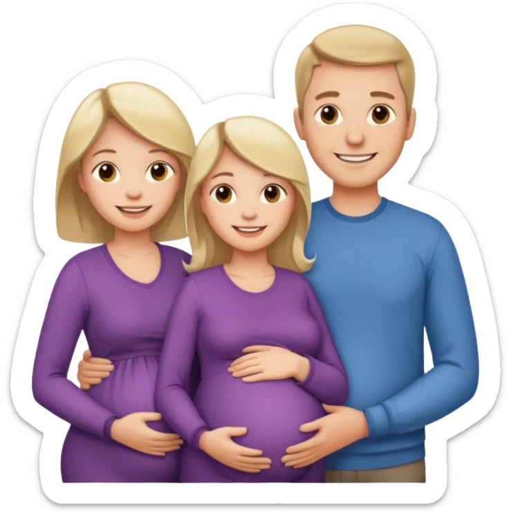 I want a couple. Only the wife is pregnant. There is only one pregnant women. Both the husband hand wife family are stand behind them. There is No kids sticker