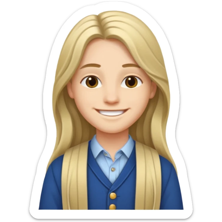 jeune cheveux long avec le sourire style européen sticker