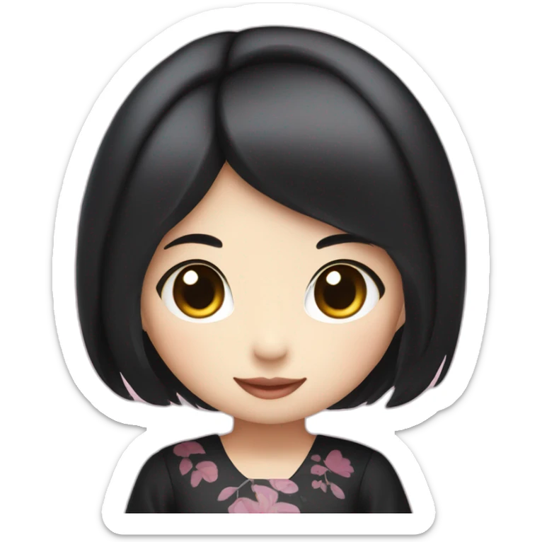 kuromi asian girl with black hair wearing a dress sticker