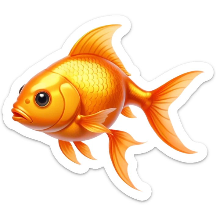 Cinematic Noble Orange Goldfish Portrait Emoji, Poised and regal, with a sleek, streamlined build and a lustrous, vibrant orange body, deep-set soulful golden eyes, Simplified yet sharp and sophisticated features, highly detailed, glowing with a soft, dignified glow, high shine, intelligent and graceful, stylized with an air of aquatic elegance, focused and attentive, soft glowing outline, capturing the essence of a watchful and confident aquatic companion, so majestic it feels as though it could glide out of the screen with effortless authority! sticker
