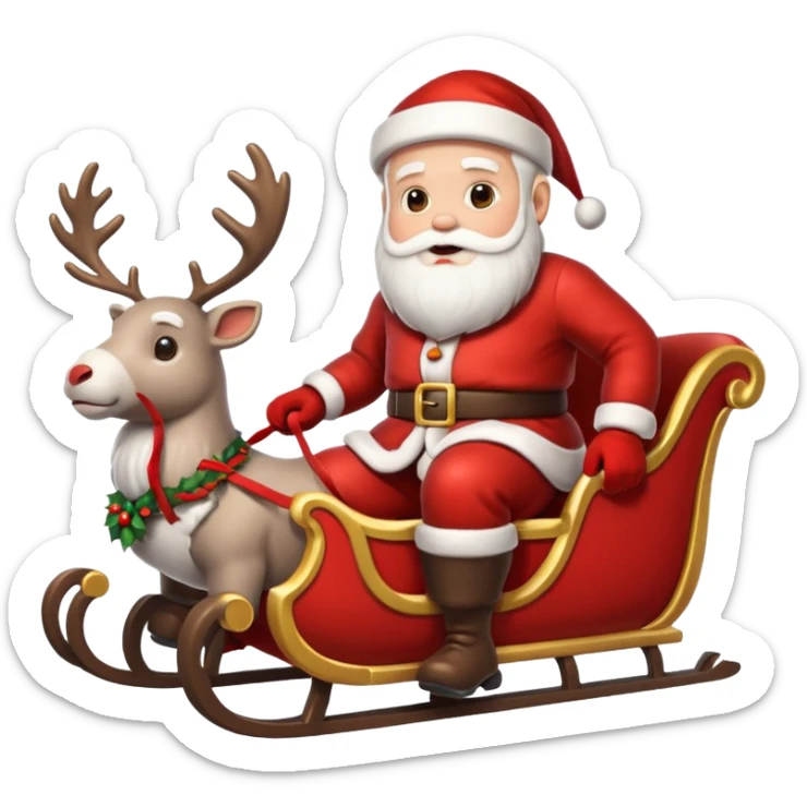 d'Eco de noël avec le père noël sur son traineau très réaliste sur un fond enneigé sticker