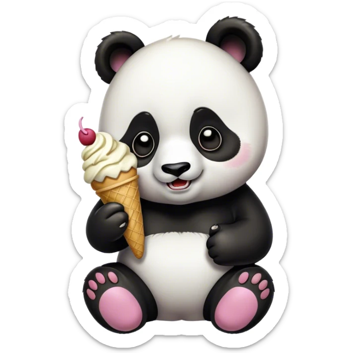 Panda eating ice cream sticker
