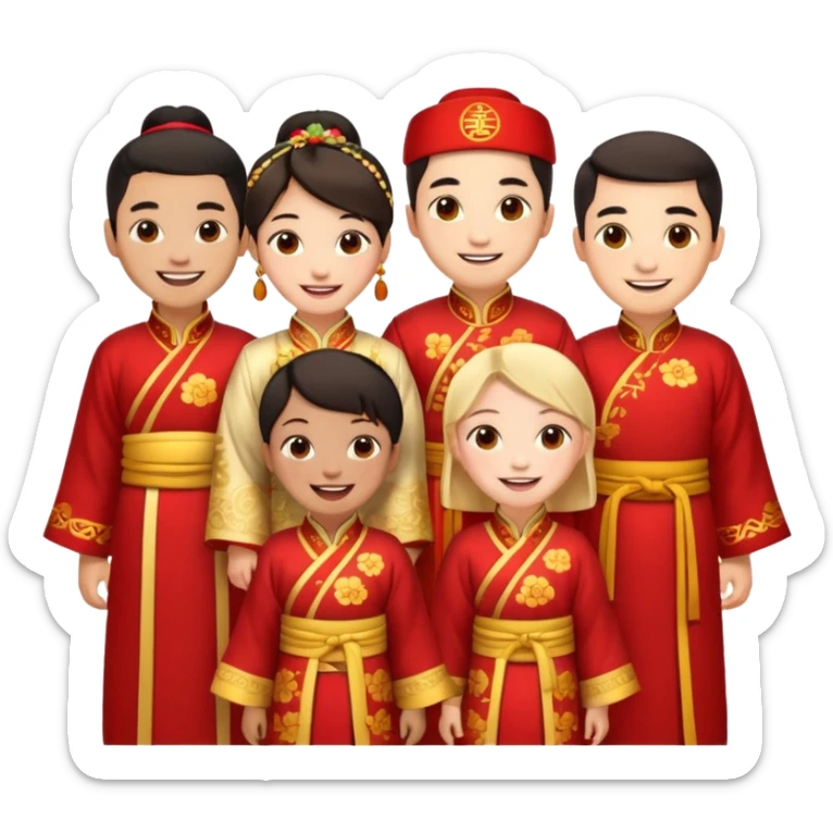 a bunch of friends emoji and they are chinese sticker