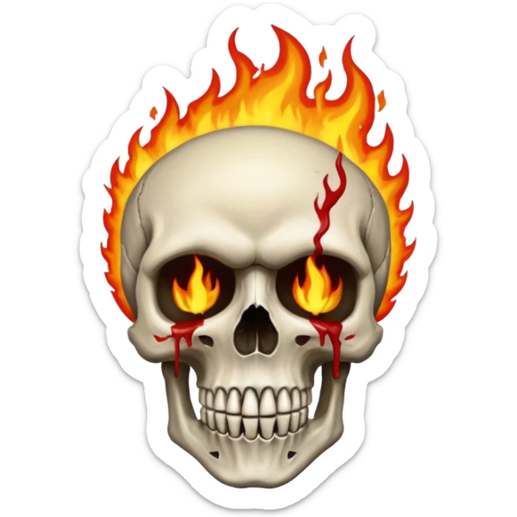 Soul Fire, in the style of gritty realism and your bleeding skull art sticker
