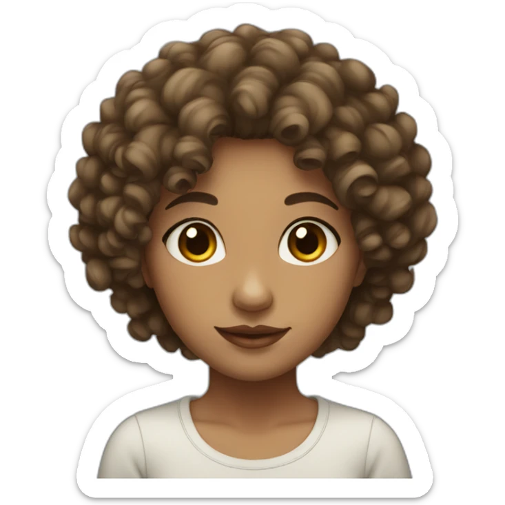 Girl with curly hair, short brown eyes, thick lips  sticker
