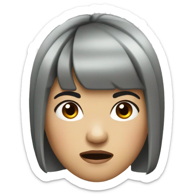 asian woman who looks like a chipmunk with short black hair and bangs looking angry sticker